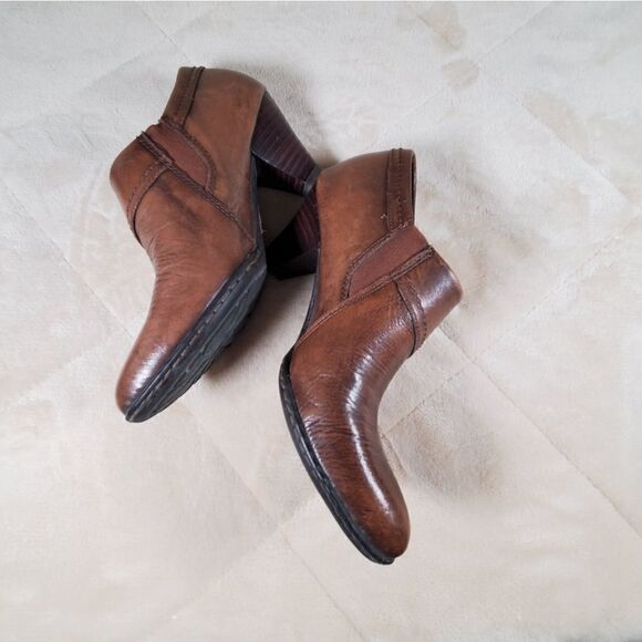 Born Tanya Leather Heeled Ankle Booties Boots Heel 2.5 Size 6 - Picture 3 of 10